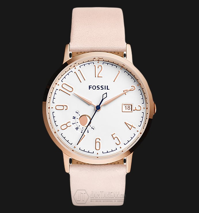 Fossil ES3991 Ladies Vintage Muse White Dial Blush Leather Strap