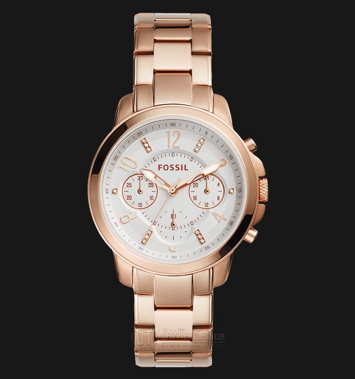 Fossil ES4035 Ladies Gwynn Chronograph White Dial Rose Gold Stainless Steel Strap