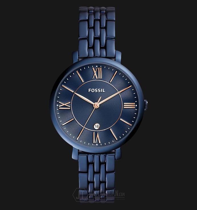 Fossil ES4094 Jacqueline Navy Blue Dial Stainless Steel Ladies Watch