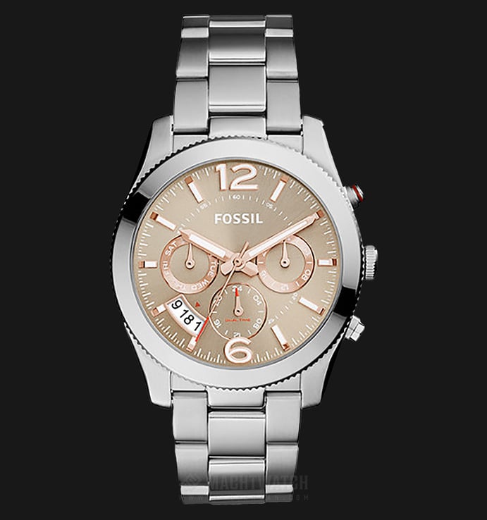 Fossil ES4146 Ladies Perfect Boyfriend Multifunction Chronograph Taupe Dial Stainless Steel Strap