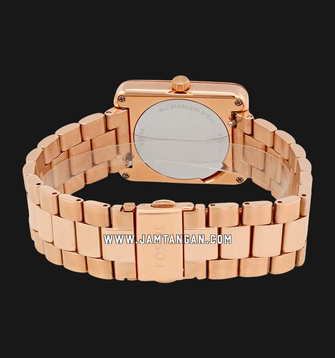 Fossil ES4156 Ladies Atwater Three-Hand Date Rose Gold Dial Stainless Steel Strap