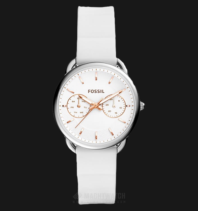 Fossil ES4223 Tailor Multifunction White Dial White Silicone Watch