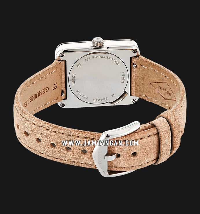 Fossil ES4243 Ladies Atwater Silver Dial Sand Leather Strap