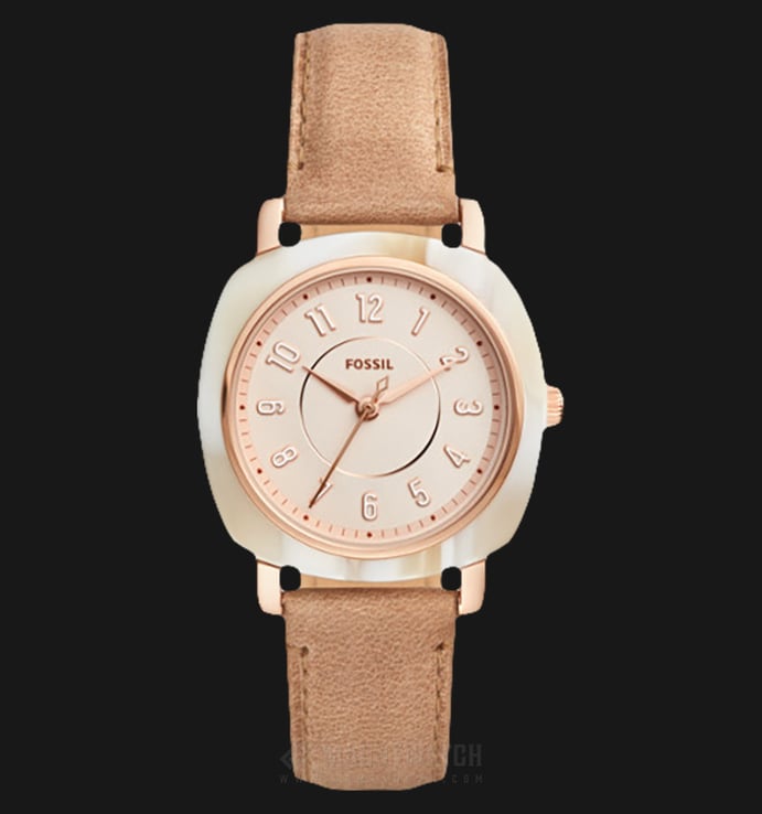 Fossil ES4282 Idealist Ladies Rose Gold Dial Brown Leather Strap