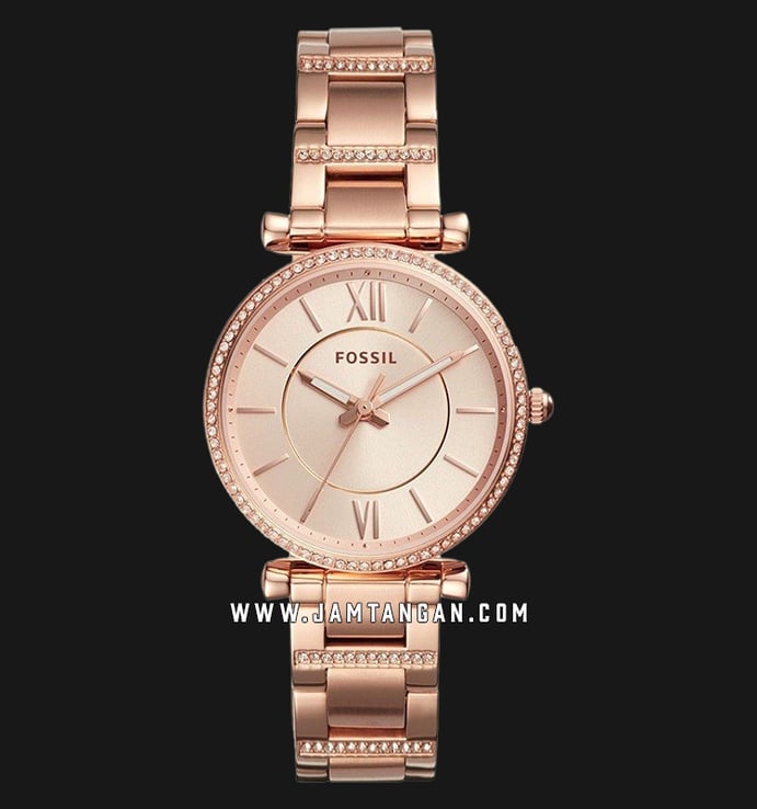 Fossil Carlie ES4301 Gold Rose Dial Gold Rose Stainless Steel Strap