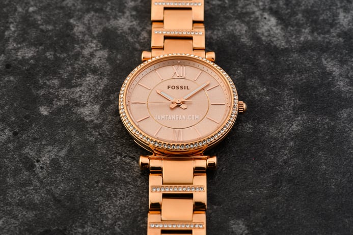 Fossil Carlie ES4301 Gold Rose Dial Gold Rose Stainless Steel Strap