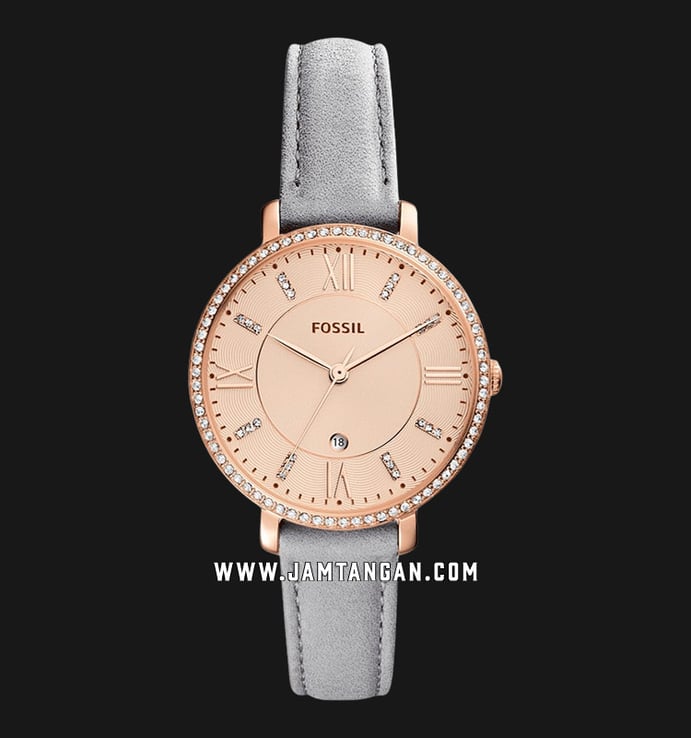 Fossil ES4304 Jacqueline Three-Hand Date Light Gray Leather Strap