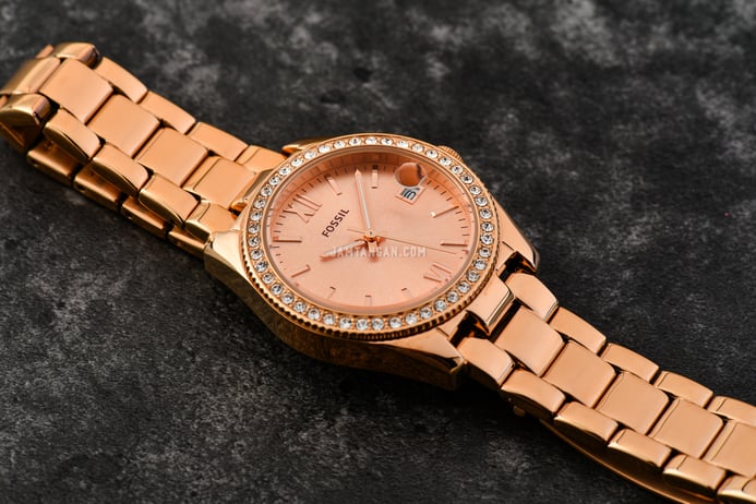 Fossil Scarlette ES4318 Ladies Rose Gold Dial Rose Gold Stainless Steel Strap