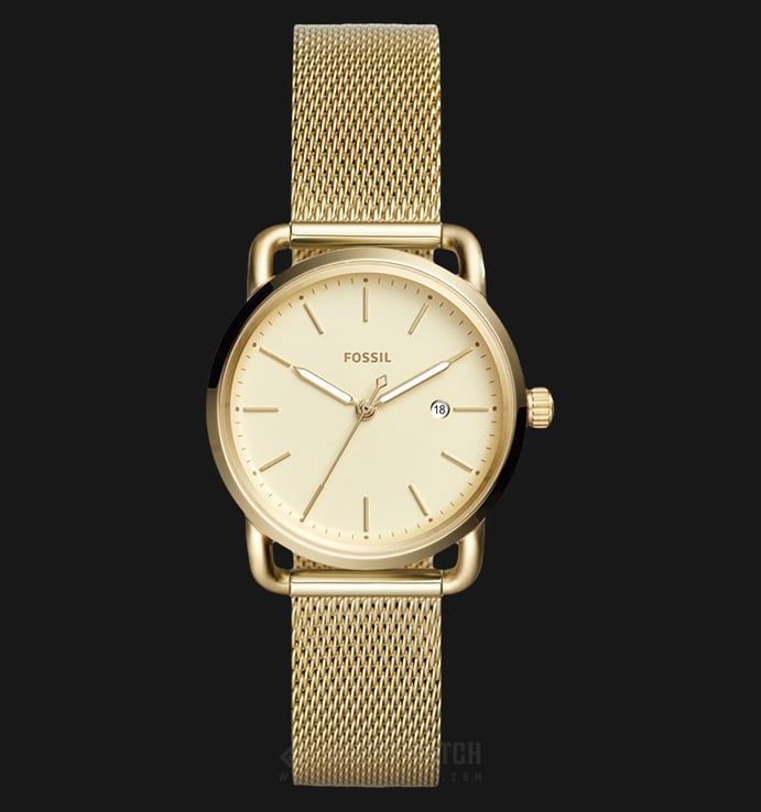 Fossil ES4332 Commuter Ladies Gold Dial Gold Stainless Steel Strap