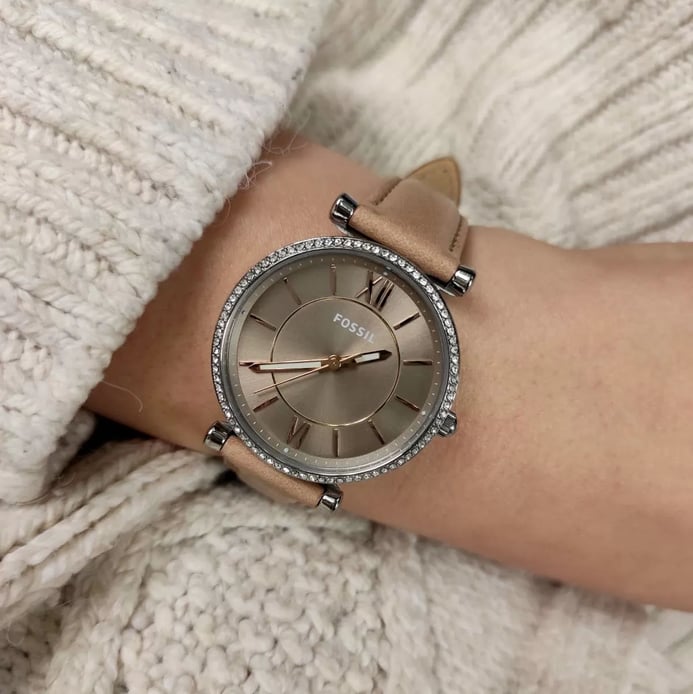 Fossil ES4343 Carlie Taupe Dial Tan Leather Strap