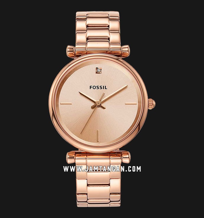Fossil ES4441 The Carbon Ladies Rose Gold Dial Rose Gold Stainless Steel Strap