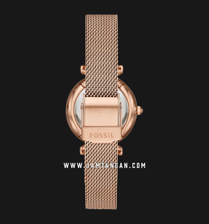 Fossil ES4443SET Carlie Mini Ladies Mother Of Pearl Dial Rose Gold Stainless Steel Strap