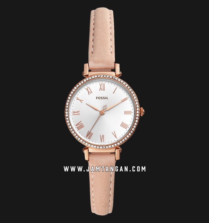 Fossil ES4445 Kinsey Ladies Silver Dial Pink Blush Leather Strap