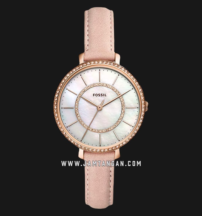 Fossil Jocelyn ES4455 Ladies White Mother of Pearl Dial Blush Leather Strap