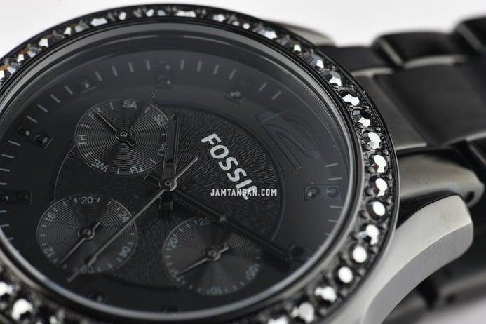 Fossil Riley ES4519 Black Dial Black Stainless Steel Strap
