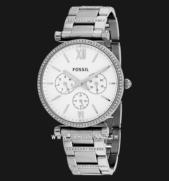 Fossil ES4541 Carlie Multifunction Silver Dial Stainless Steel Strap