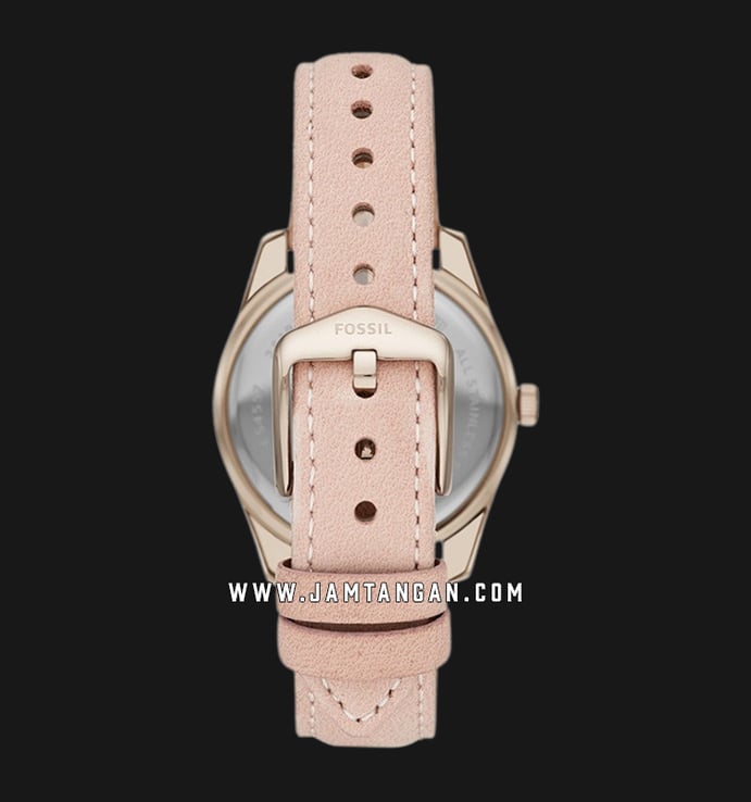 Fossil Scarlette Mini ES4607SET Silver Dial Pink Leather Strap