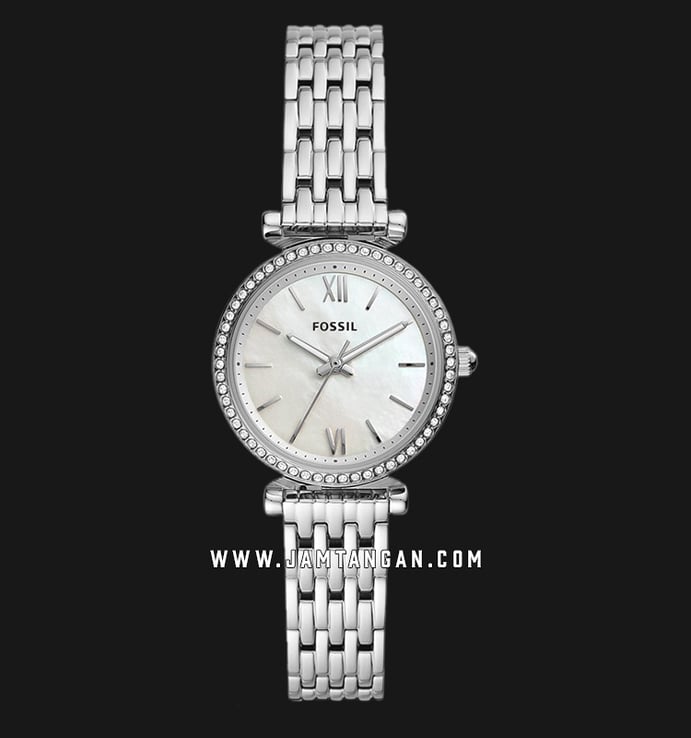 Fossil Carlie ES4647 Mini Ladies Mother Of Pearl Dial Stainless Steel Strap