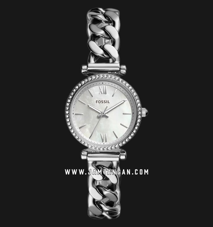 Fossil Carlie Mini ES4689 Ladies White Dial Stainless Steel Strap