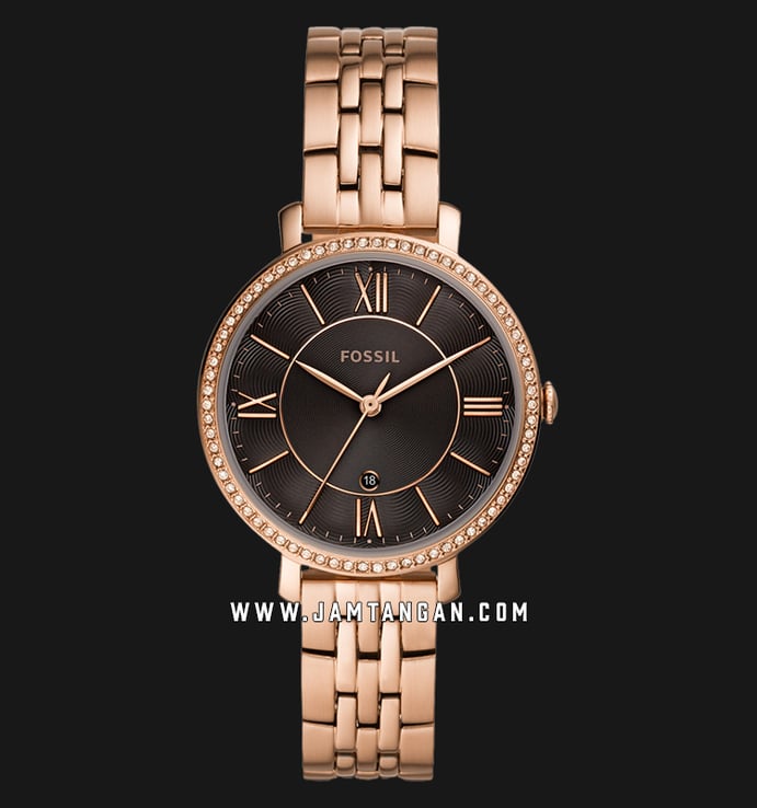 Fossil Jacqueline ES4723 Brown Dial Rose Gold Stainless Steel Strap