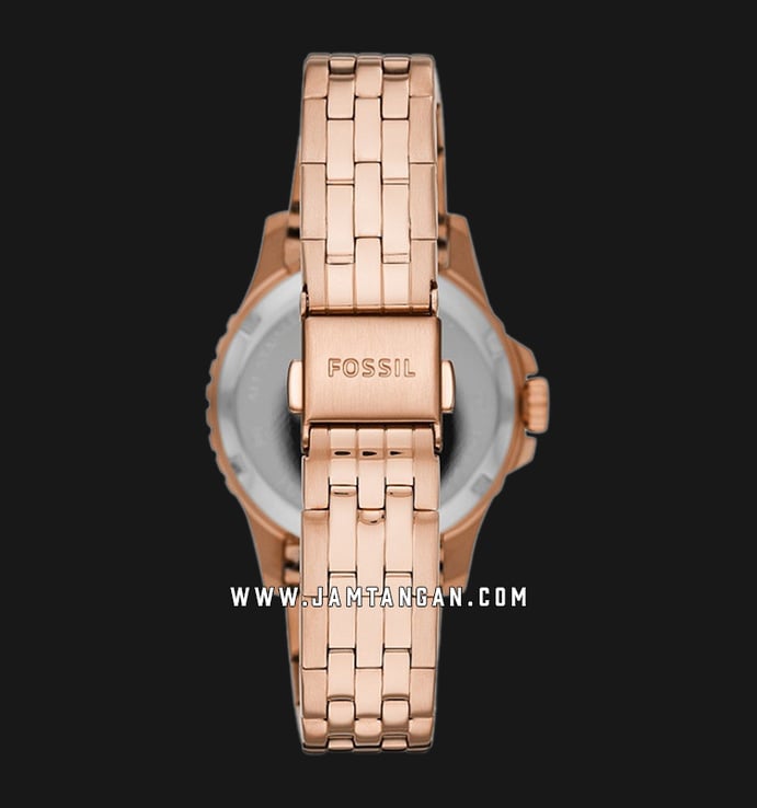 Fossil FB-01 ES4767 Ladies Blue Dial Rose Gold Tone Stainless Steel Strap