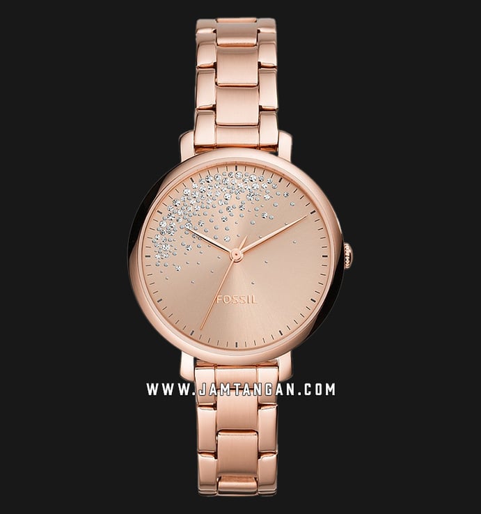 Fossil Jacqueline ES4775 Ladies Rose Gold Dial Rose Gold Tone Stainless Steel Strap