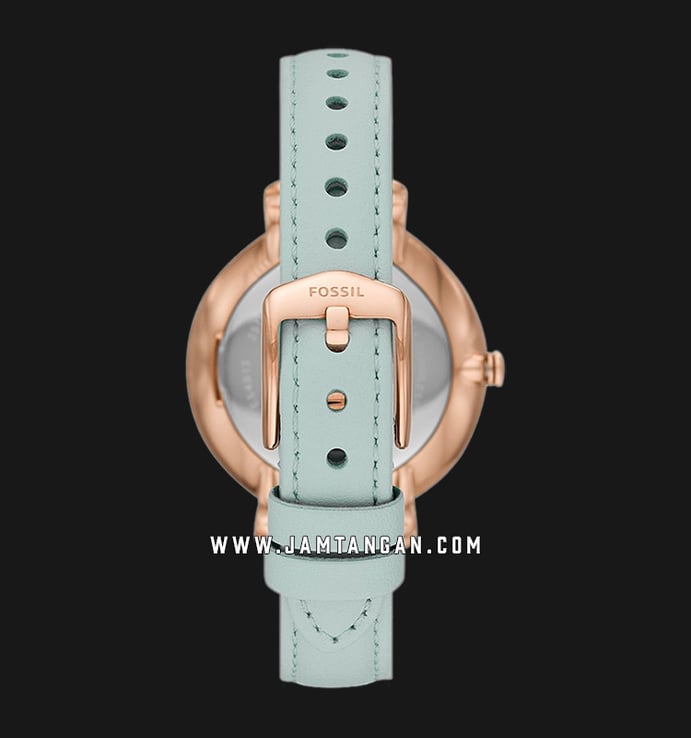 Fossil Jacqueline ES4813 Green Floral Mother Of Pear Dial Green Leather Strap