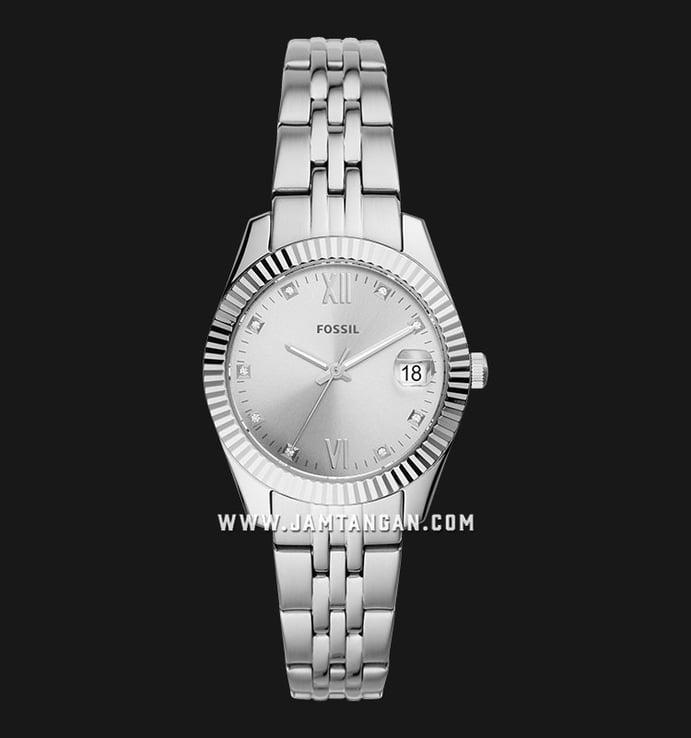 Fossil Scarlette ES4897 Mini Ladies Silver Dial Silver Stainless Steel Strap