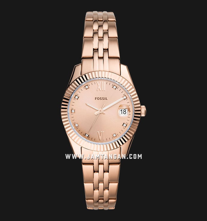 Fossil Scarlette Mini ES4898 Ladies Rose Gold Dial Rose Gold Stainless Steel Strap