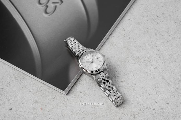 Fossil Scarlette ES4991 Micro Ladies Silver Dial Silver Stainless Steel Strap
