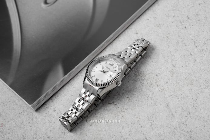 Fossil Scarlette ES4991 Micro Ladies Silver Dial Silver Stainless Steel Strap