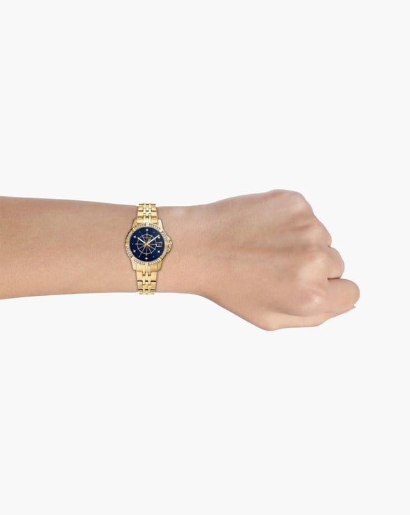 Fossil FB-01 ES5059 Ladies Blue Dial Gold Stainless Steel Strap
