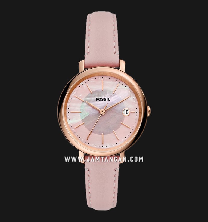 Fossil Jacqueline ES5092 Ladies Solar Pink Mother Of Pearl Dial Pink Leather Strap
