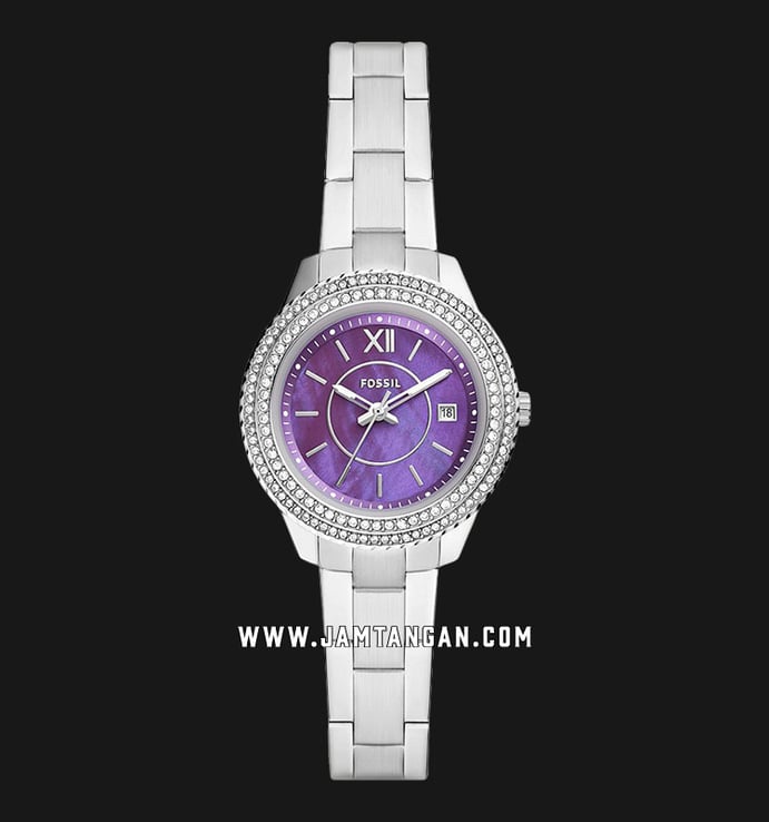 Fossil Stella ES5139 Ladies Purple Mother Of Pearl Dial Stainless Steel Strap