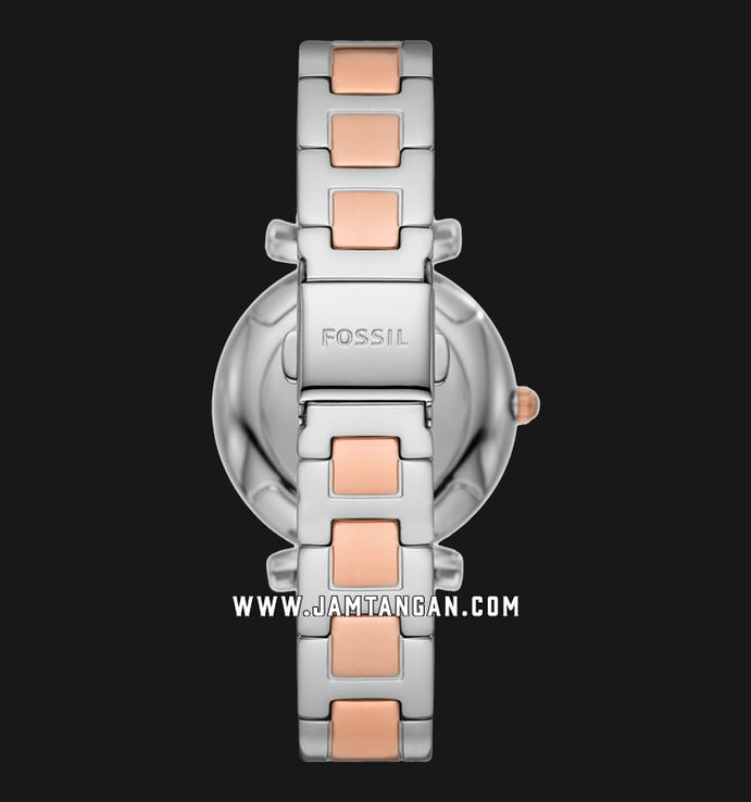 Fossil Carlie ES5156 Ladies Silver Dial Dual Tone Stainless Steel Strap