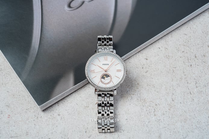 Fossil Jacqueline ES5164 Sun Moon Mother Of Pearl Dial Stainless Steel Strap