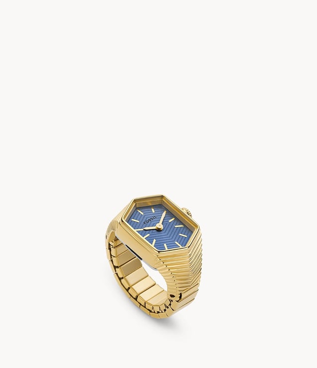 Fossil Ring ES5175 Blue Dial Gold Stainless Steel Strap