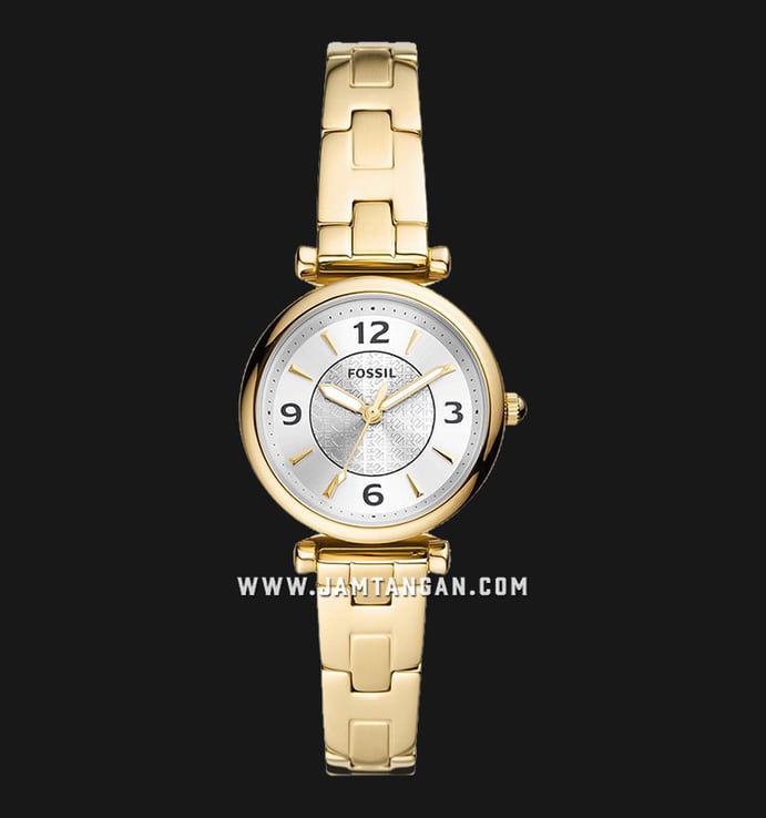 Fossil Carlie ES5203 Ladies Silver Dial Gold Stainless Steel Strap