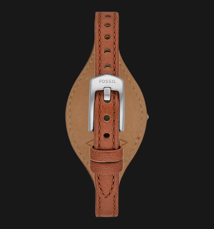 Fossil Carlie ES5214 Ladies White Dial Brown Eco Leather Strap