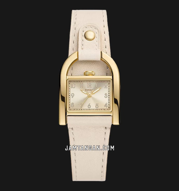 Fossil Harwell ES5280 Ladies Gold Dial Nude Leather Strap