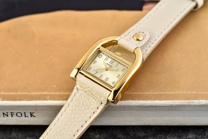 Fossil Harwell ES5280 Ladies Gold Dial Nude Leather Strap