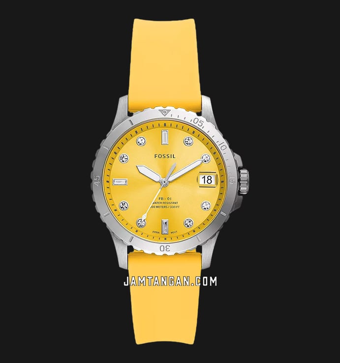 Fossil FB-01 ES5289 Ladies Yellow Dial Yellow Silicone Strap