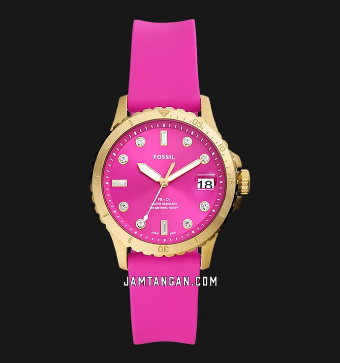 Fossil FB-01 ES5290 Ladies Pink Dial Pink Silicone Strap