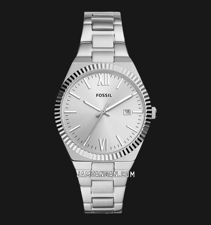Fossil Scarlette ES5300 Ladies Silver Dial Stainless Steel Strap