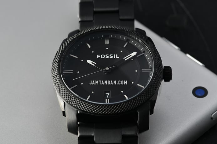 Fossil Machine FS4775 Black Dial Black Stainless Steel Strap