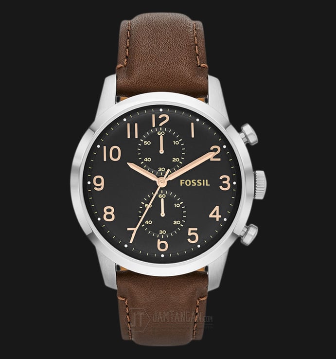 Fossil FS4873 Townsman Chronograph Black Dial Brown Leather Strap Watch