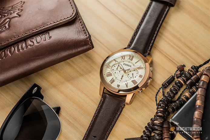 Fossil FS4991 Grant Chronograph Brown Leather Watch