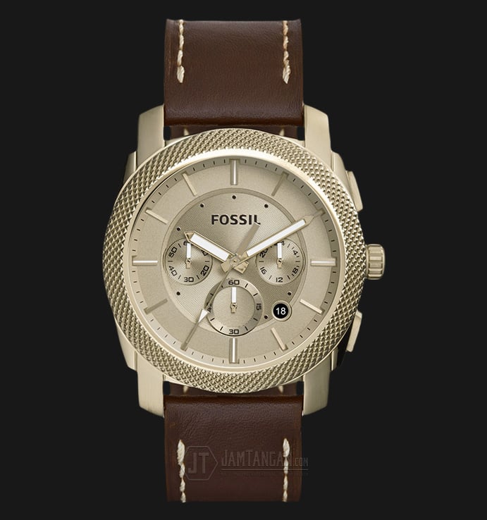 Fossil Machine FS5075 Man Chronograph Brown Leather Watch