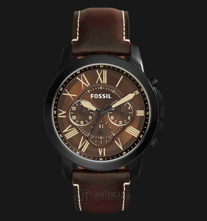 Fossil FS5088 Grant Chronograph Dark Brown Dial Dark Brown Leather Strap Watch