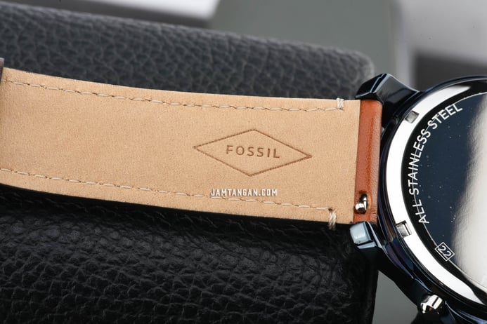 Fossil Grant FS5151 Chronograph Blue Dial Brown Leather Strap